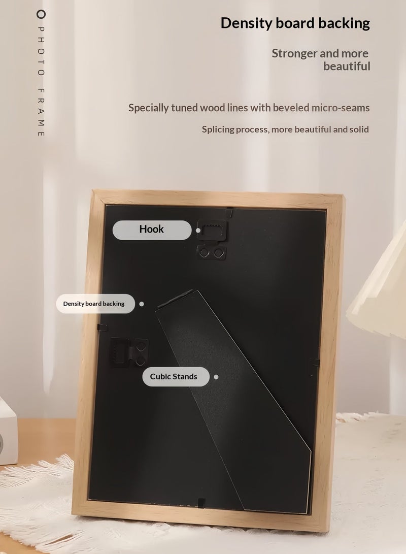 2 Pack 6 Inch Natural Wood Photo Frames  – Minimalist Tabletop & Wall-Mountable - Image 3